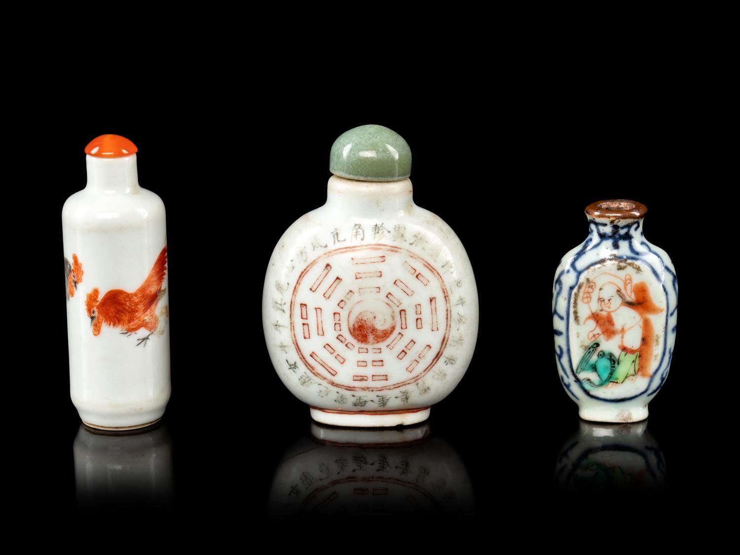 Three Chinese Porcelain Snuff Bottles