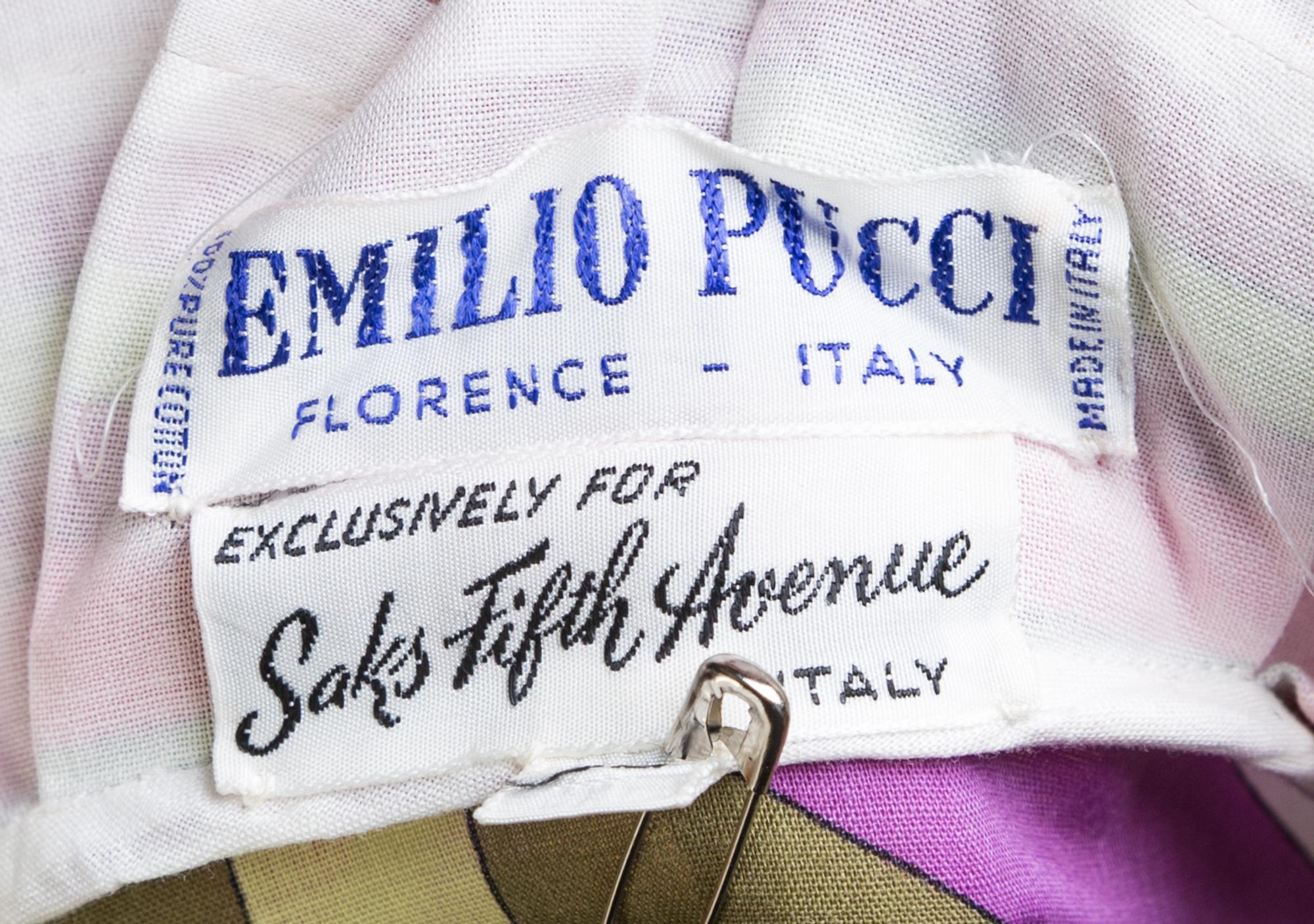 An Emilio Pucci Multicolor Cotton Tunic, Size 12.