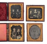 [EARLY PHOTOGRAPHY]. A group of 17 daguerreotype portraits of siblings, including: