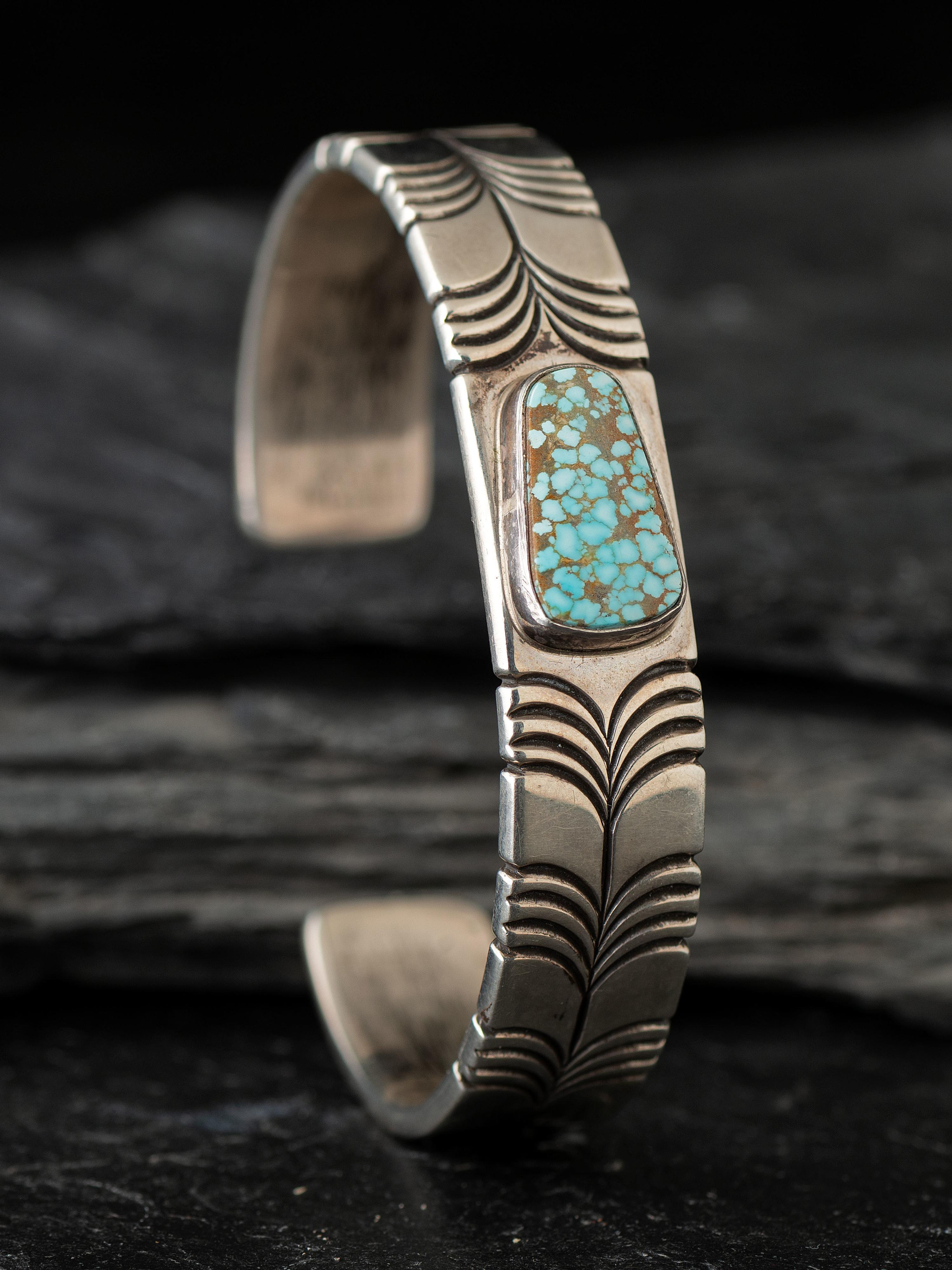 Sterling Silver and #8 Turquoise Cuff Bracelet