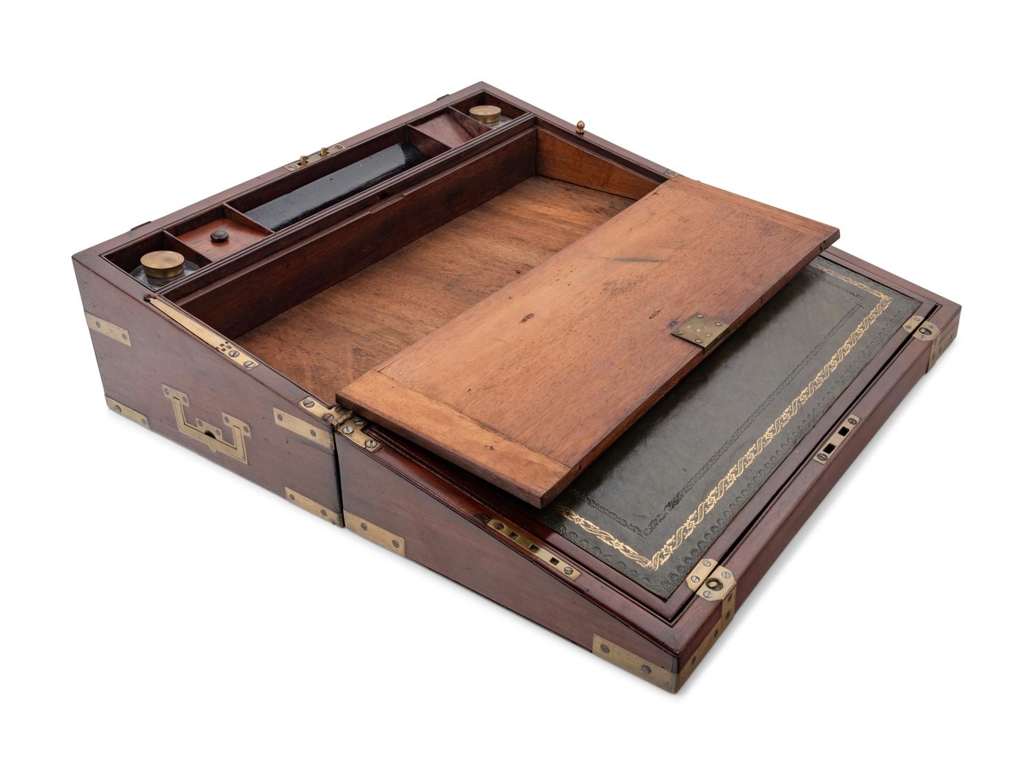 A Regency Brass-Inlaid Mahogany Writing and Reading Slope