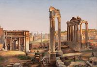 An Italian Micromosaic Panel of the Temple of Vespasian and Titus