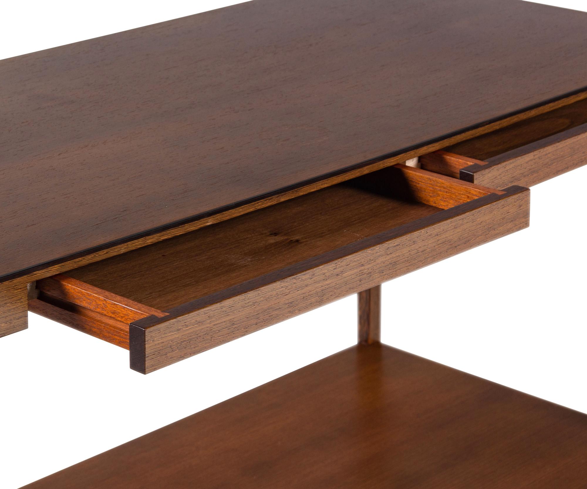 A Pair of Contemporary Hardwood Console Tables in the Style of Jean Michel Frank