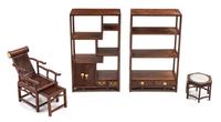 A Collection of Chinese Style Furniture Articles Display cabinet height 5 1/2 x width 3 1/4 x depth 1 1/2 inches. — William Helton