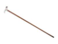 A German Porcelain and Silvered Metal Mounted Walking Stick