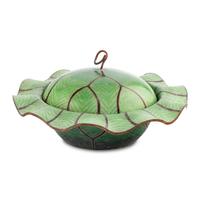 A Chinese Cloisonné Cabbage-Form Covered Basin