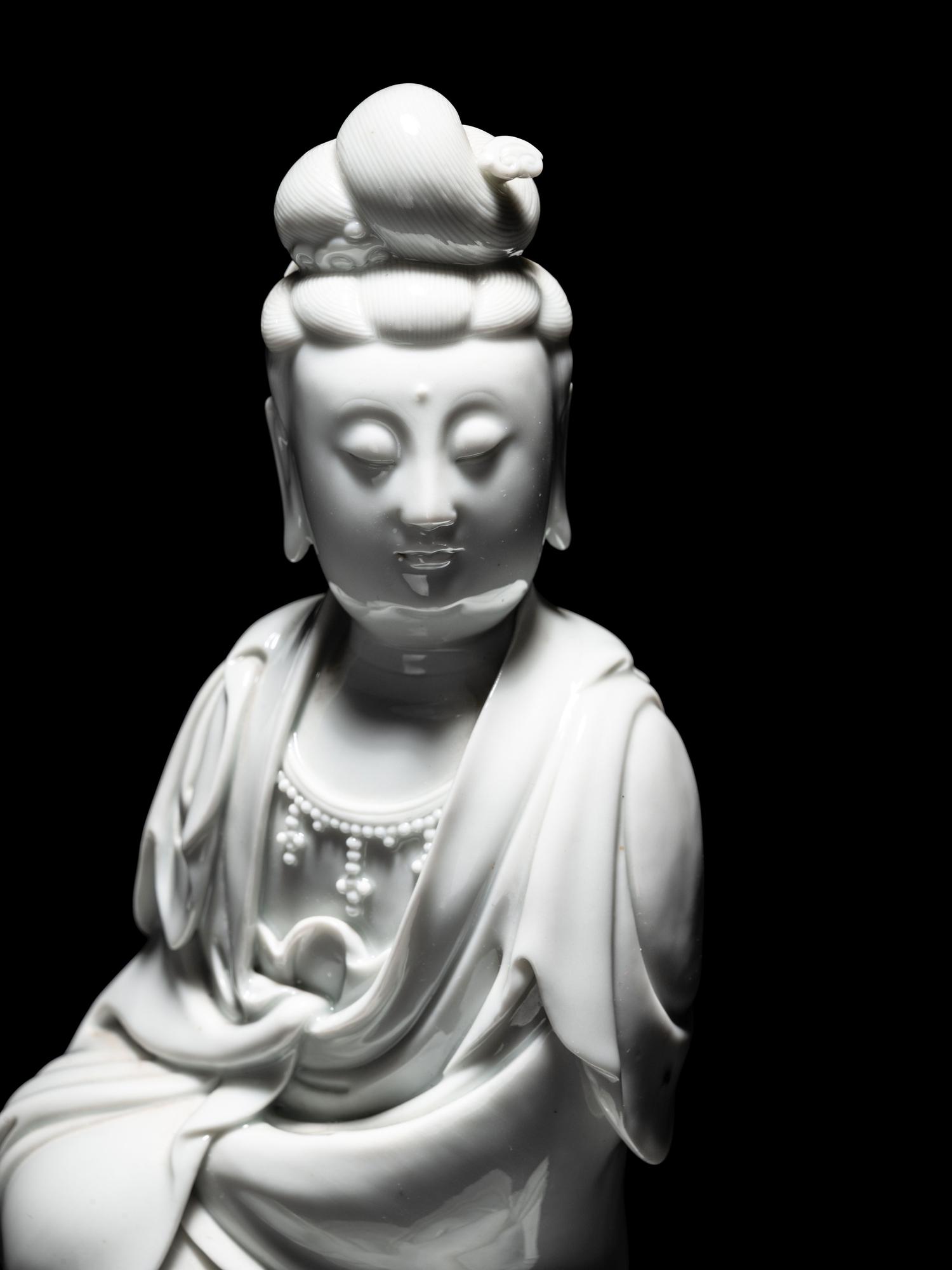 A Blanc-de-Chine Porcelain Figure of Guanyin