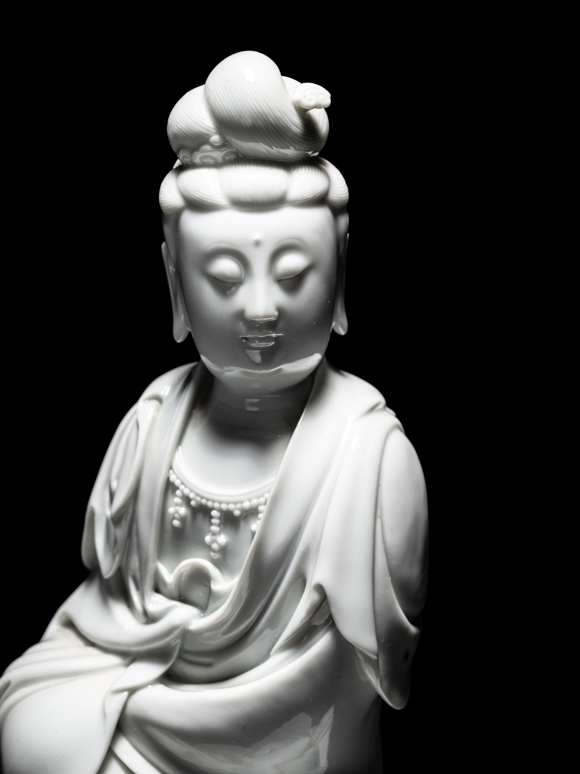 A Blanc-de-Chine Porcelain Figure of Guanyin