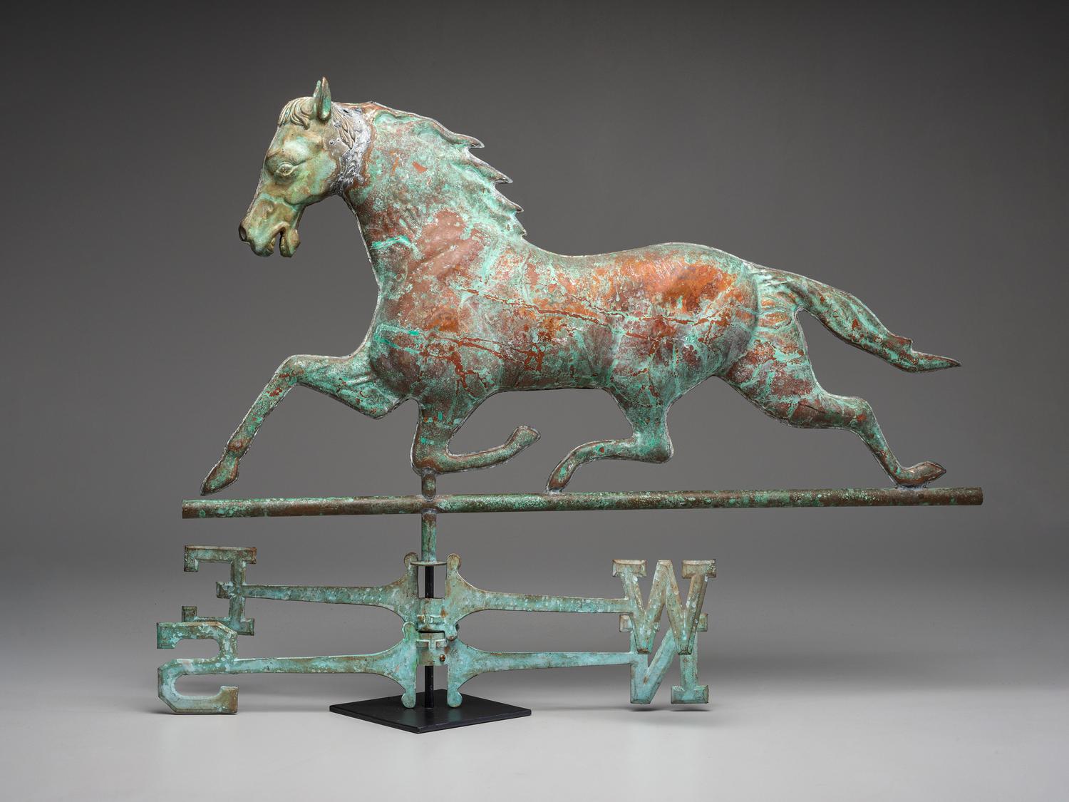 A Molded Copper and Cast Zinc Running Horse Weathervane