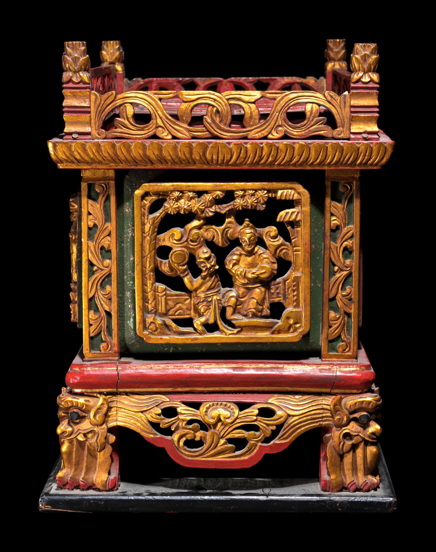 A Chinese Gilt and Red Lacquered Stand