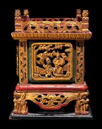 A Chinese Gilt and Red Lacquered Stand