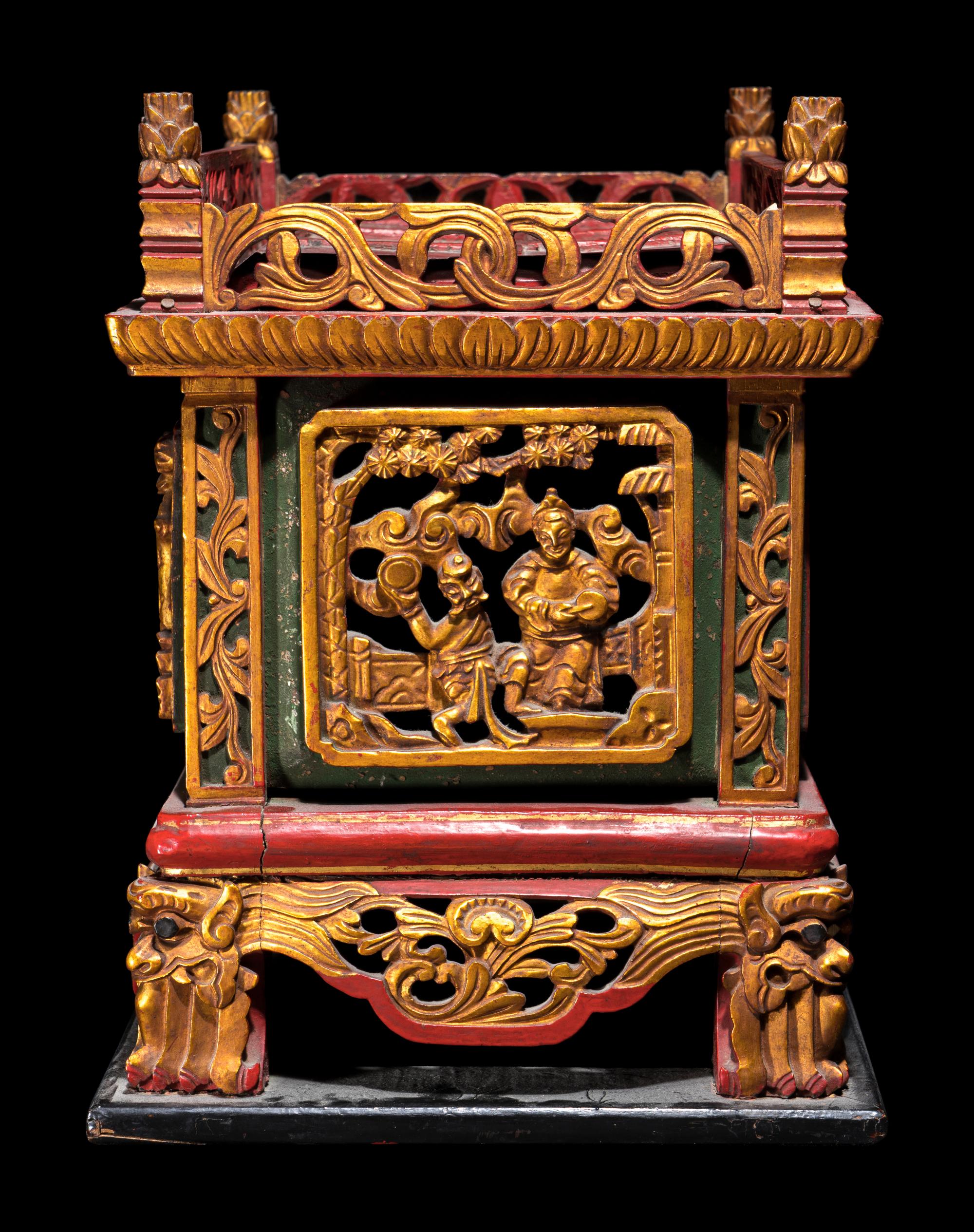 A Chinese Gilt and Red Lacquered Stand