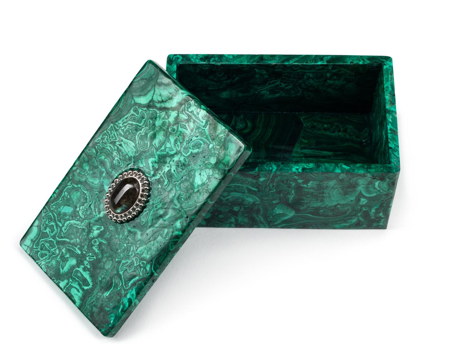 A Group of Four Malachite Boxes