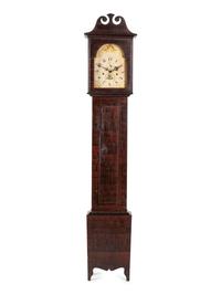 A Federal Red Grain-Painted Case Clock