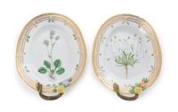 Two Royal Copenhagen Flora Danica Porcelain Serving Dishes Width 9 3/4 inches. — 20TH CENTURY