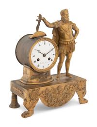An Empire Style Gilt Bronze Figural Mantel Clock