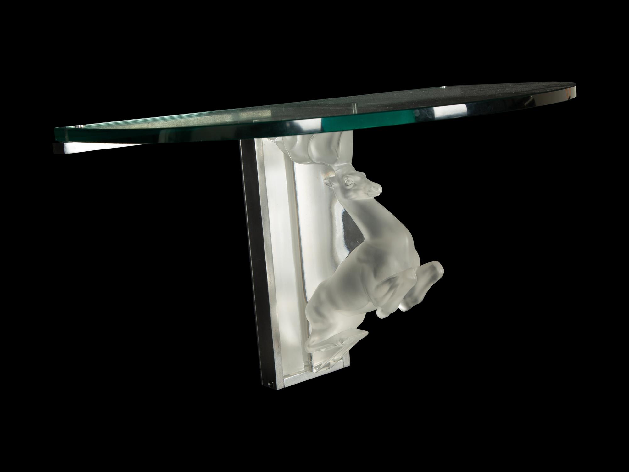 A Lalique Cerf Demilune Wall Console