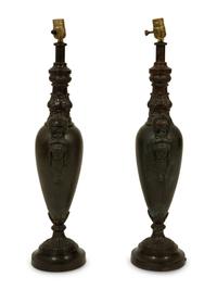 A Pair of French Empire Style Bronze Urns now Mounted as Table Lamps — 19TH/20TH CENTURY