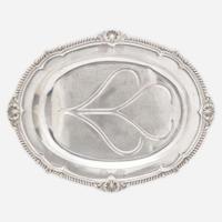 A large George III sterling silver meat tray Partially rubbed maker's mark, likely Joseph Craddock & William Ker Reid, London, 1818