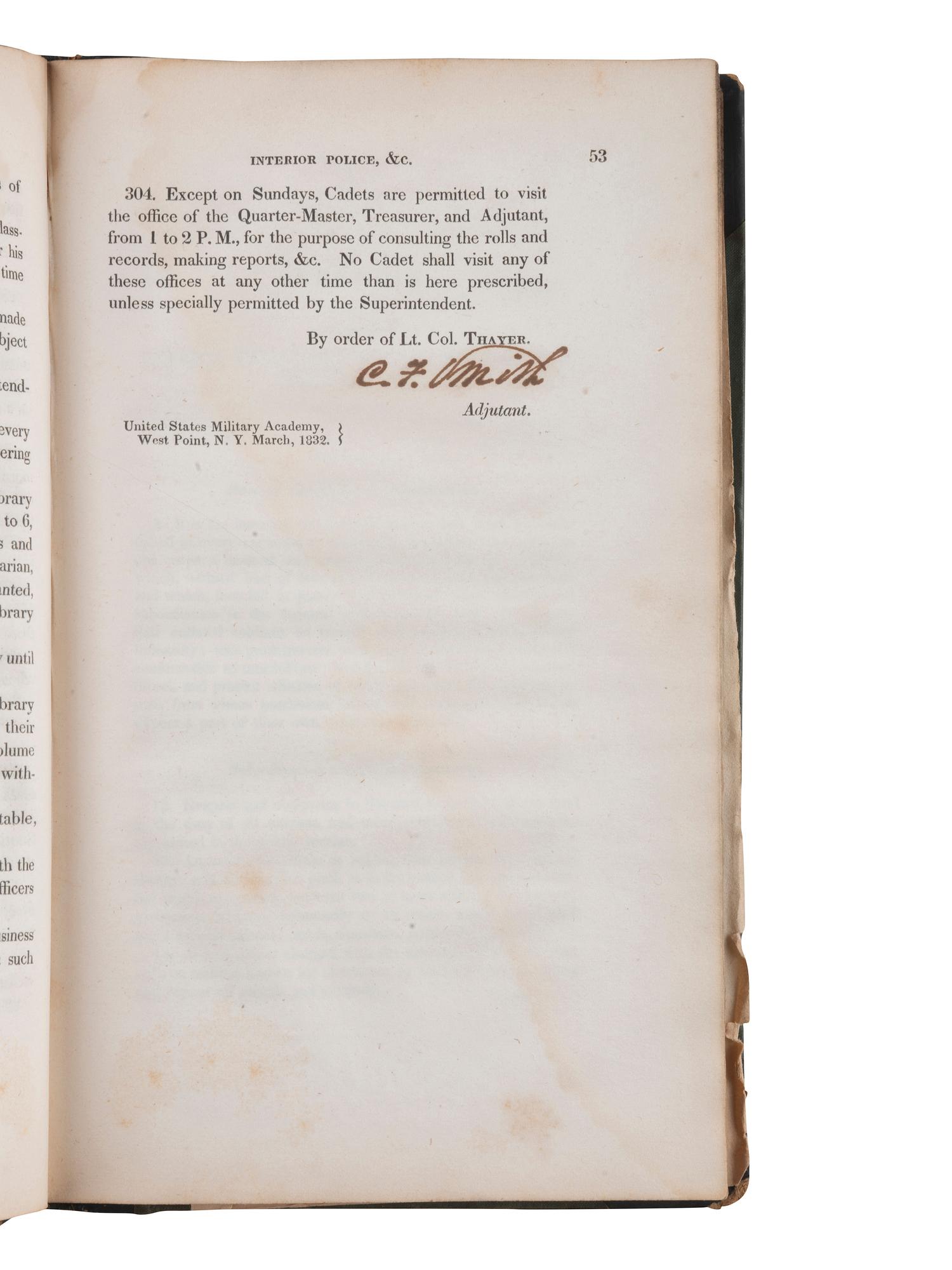 [CIVIL WAR]. CDV & Regulations of the US Military Academy at West Point ID'd to Gen. G.W. Morell.
