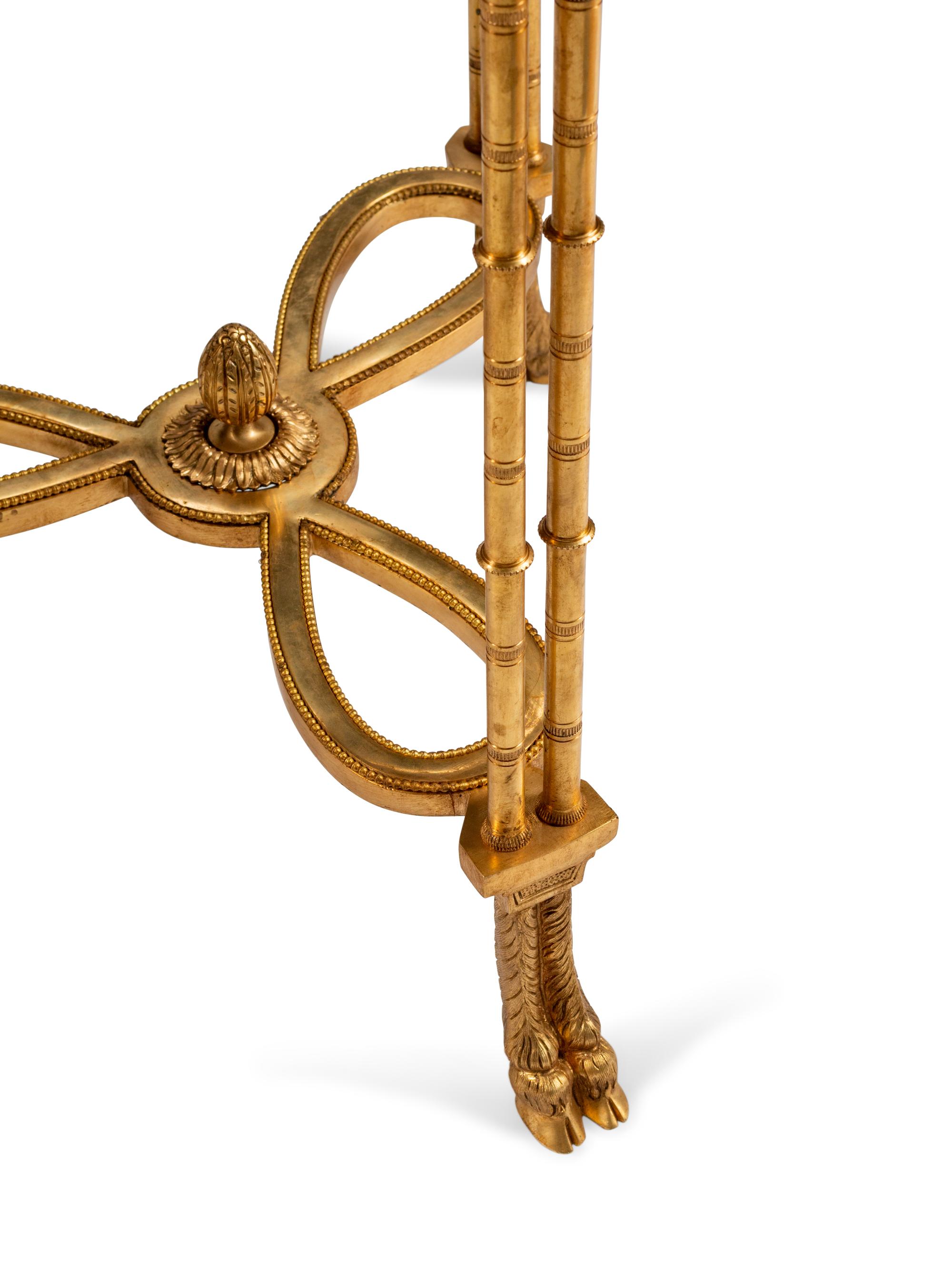 A Pair of Directoire Style Gilt-Bronze and Marble Guéridons