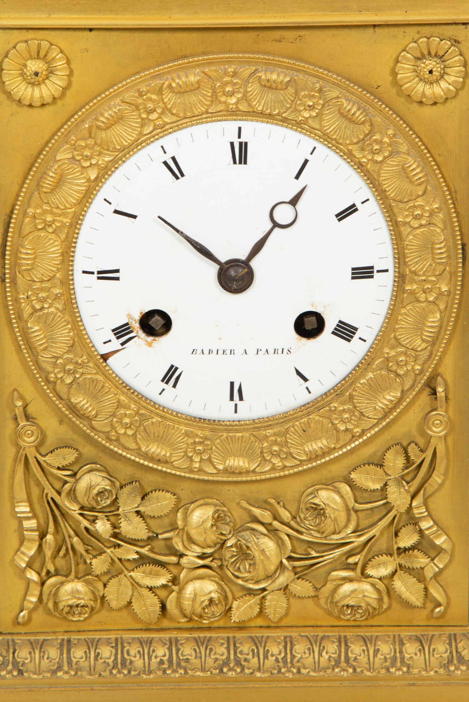 A French Empire Gilt Bronze Mantel Clock