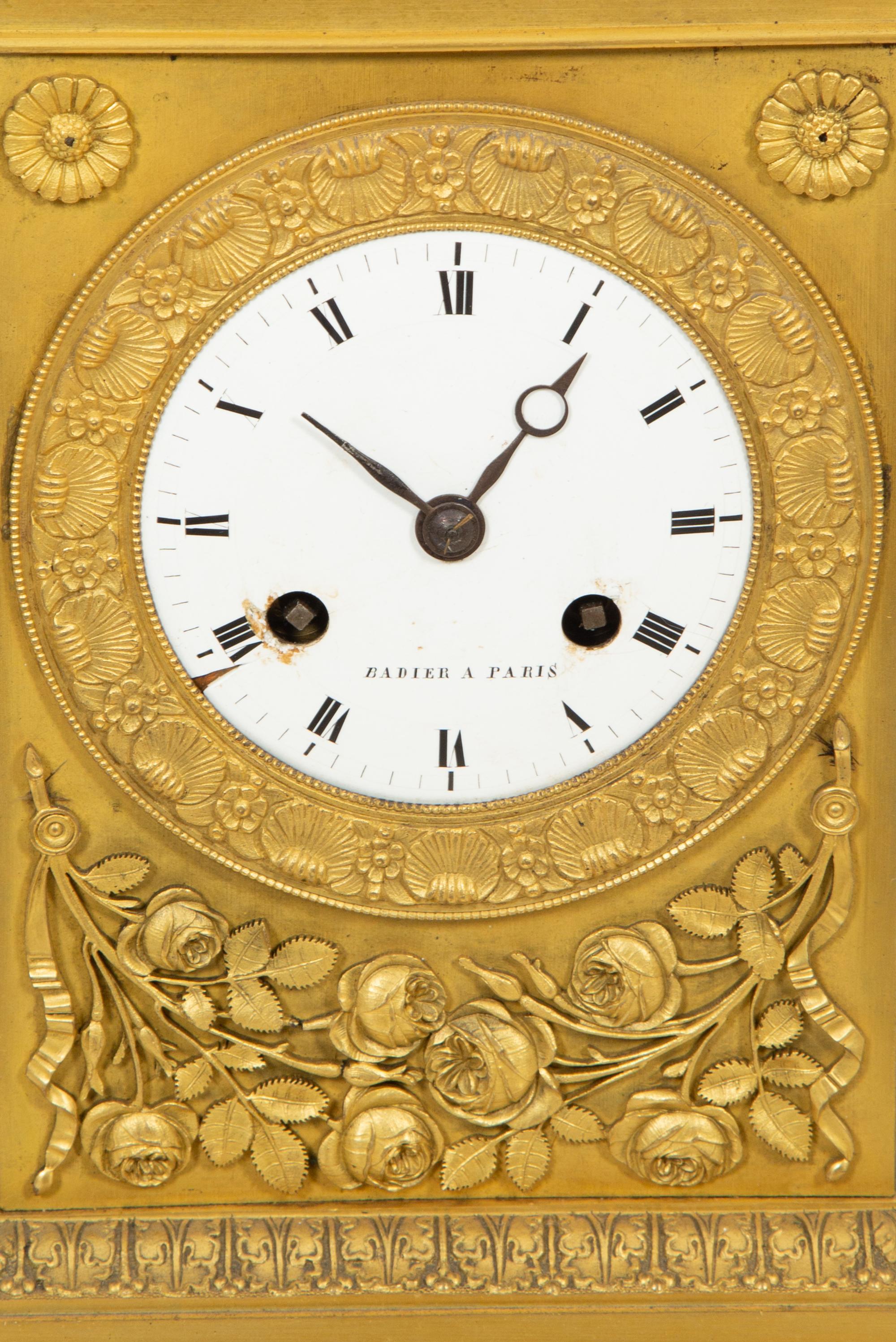 A French Empire Gilt Bronze Mantel Clock