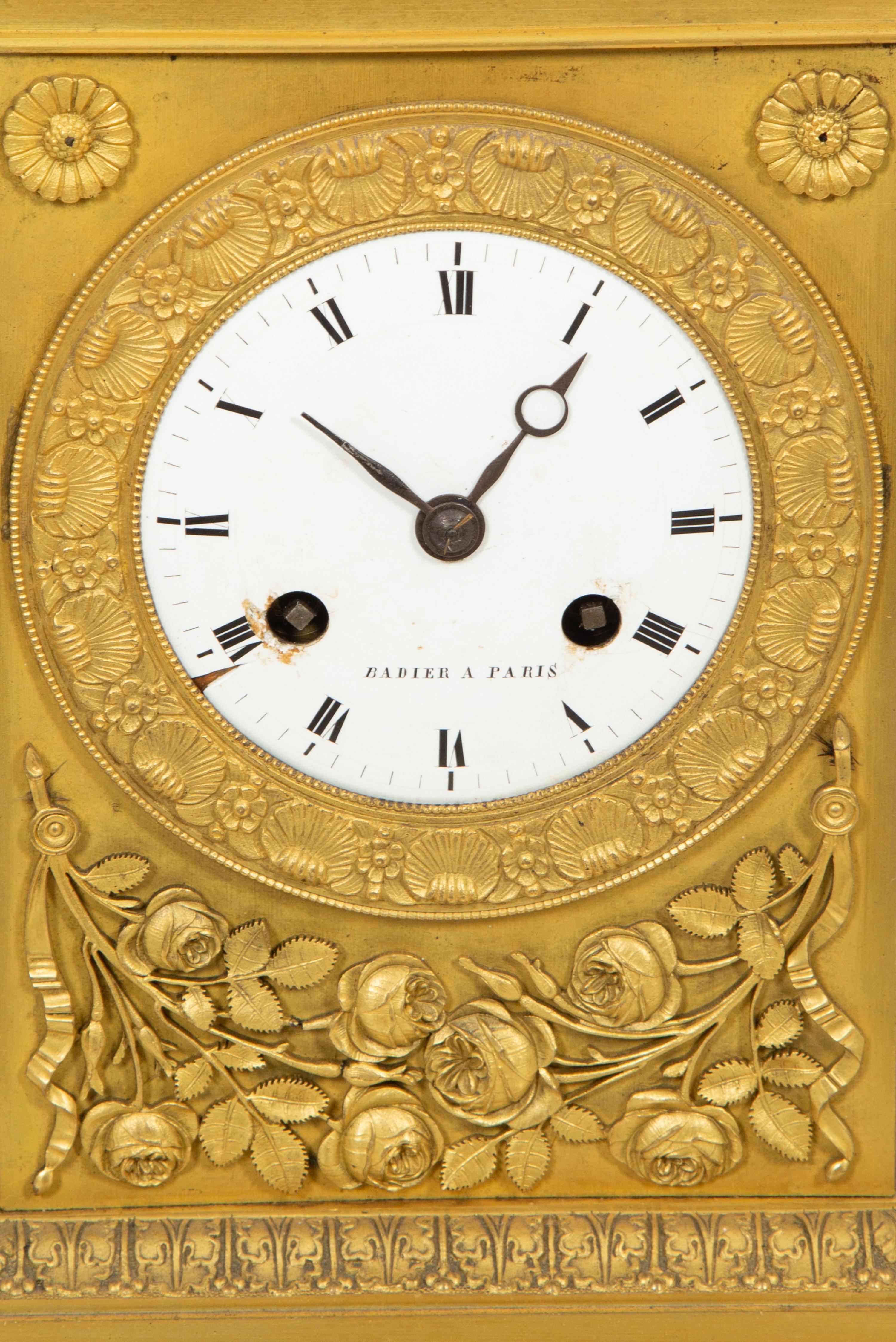 A French Empire Gilt Bronze Mantel Clock