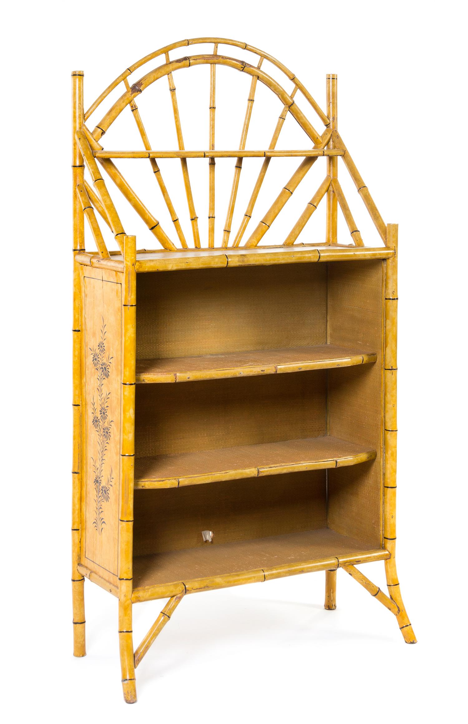 A Victorian Style Bamboo Bookshelf Height 60 3/8 x width 30 1/4 x depth 12 3/8 inches. — 19TH/20TH CENTURY