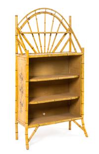 A Victorian Style Bamboo Bookshelf Height 60 3/8 x width 30 1/4 x depth 12 3/8 inches. — 19TH/20TH CENTURY