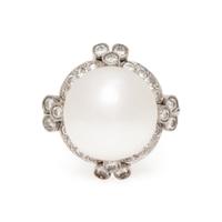 CULTURED PEARL AND DIAMOND RING