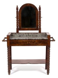 An English Mahogany Shaving Stand and Mirror Height 60 x width 44 x depth 18 inches. — 19TH CENTURY