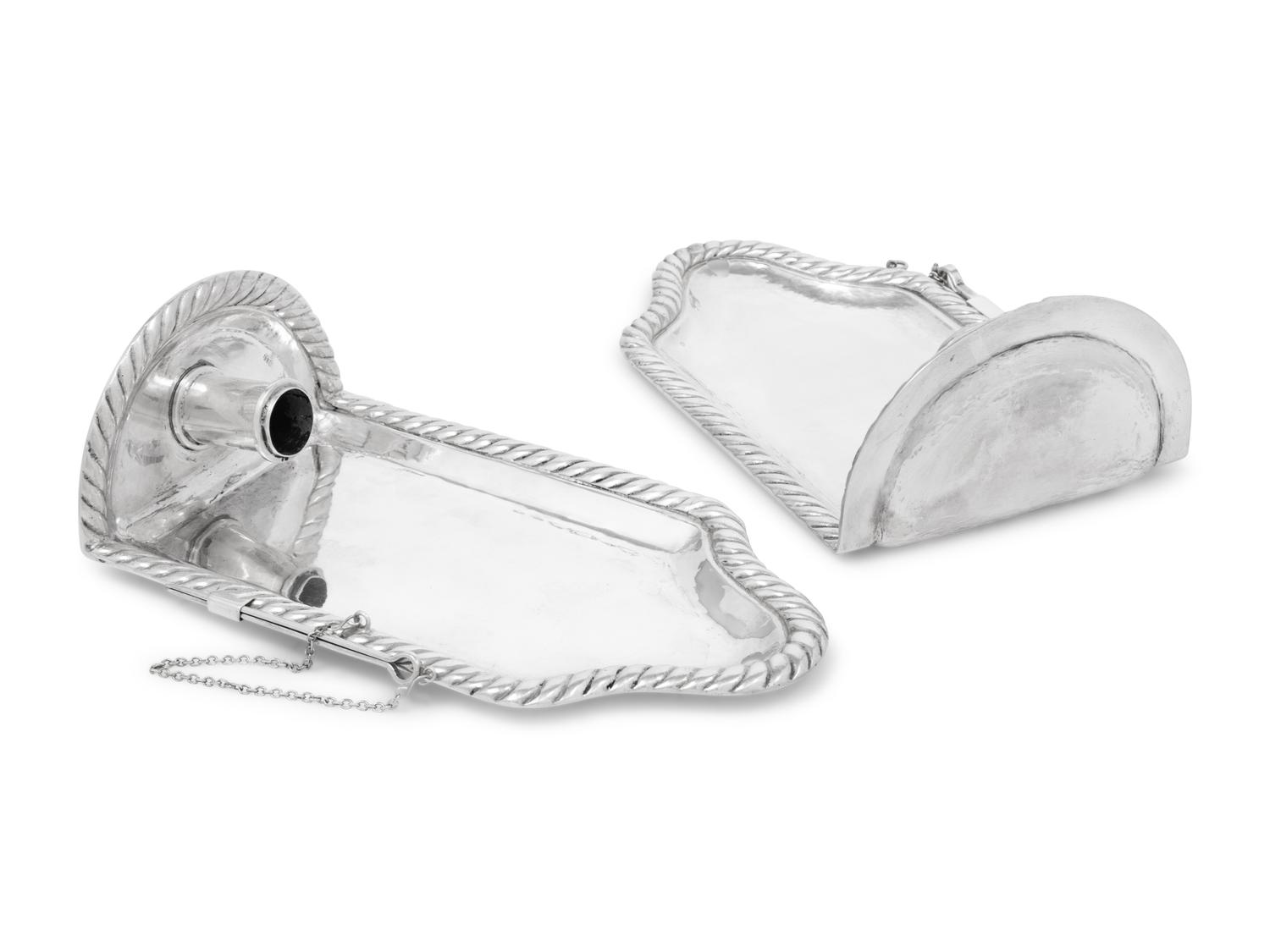 A Near Pair of Spanish Empire Silver One-Light Sconces