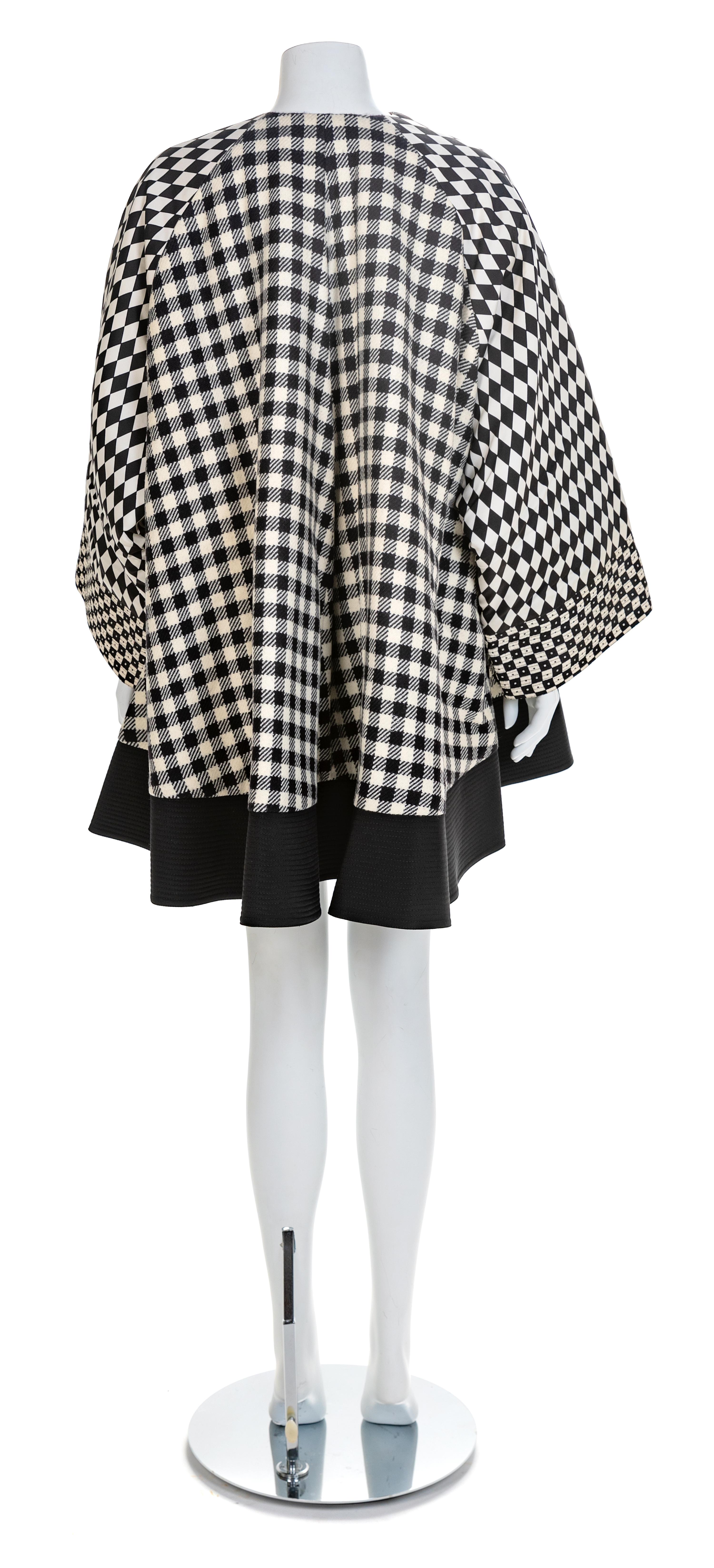 Versace Multicolor, Black and White Swing Coat, 1990s No size label