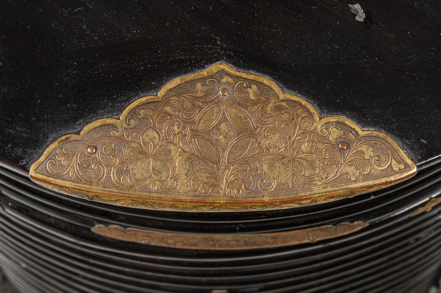 A Pair of Japanese Brass-Mounted Black Lacquer Boxes