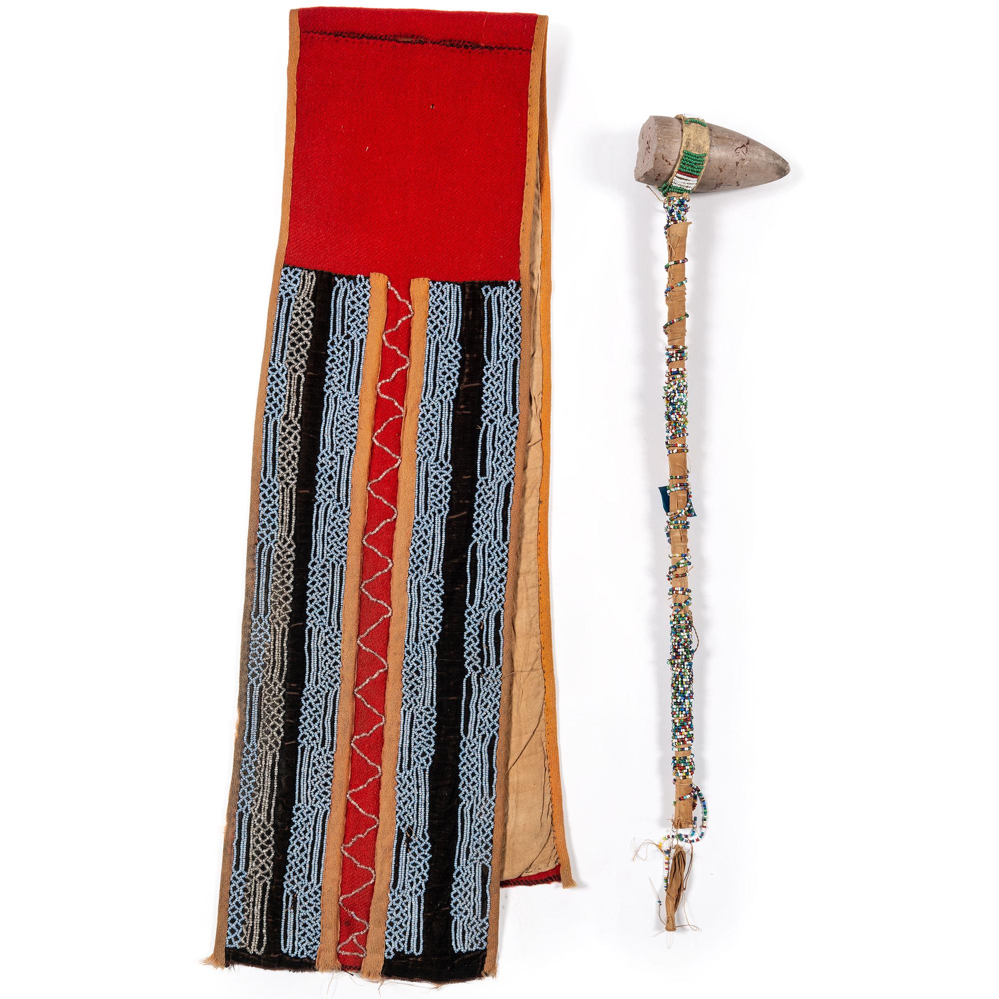 Plains Beaded Wool Strip, and Beaded Club
