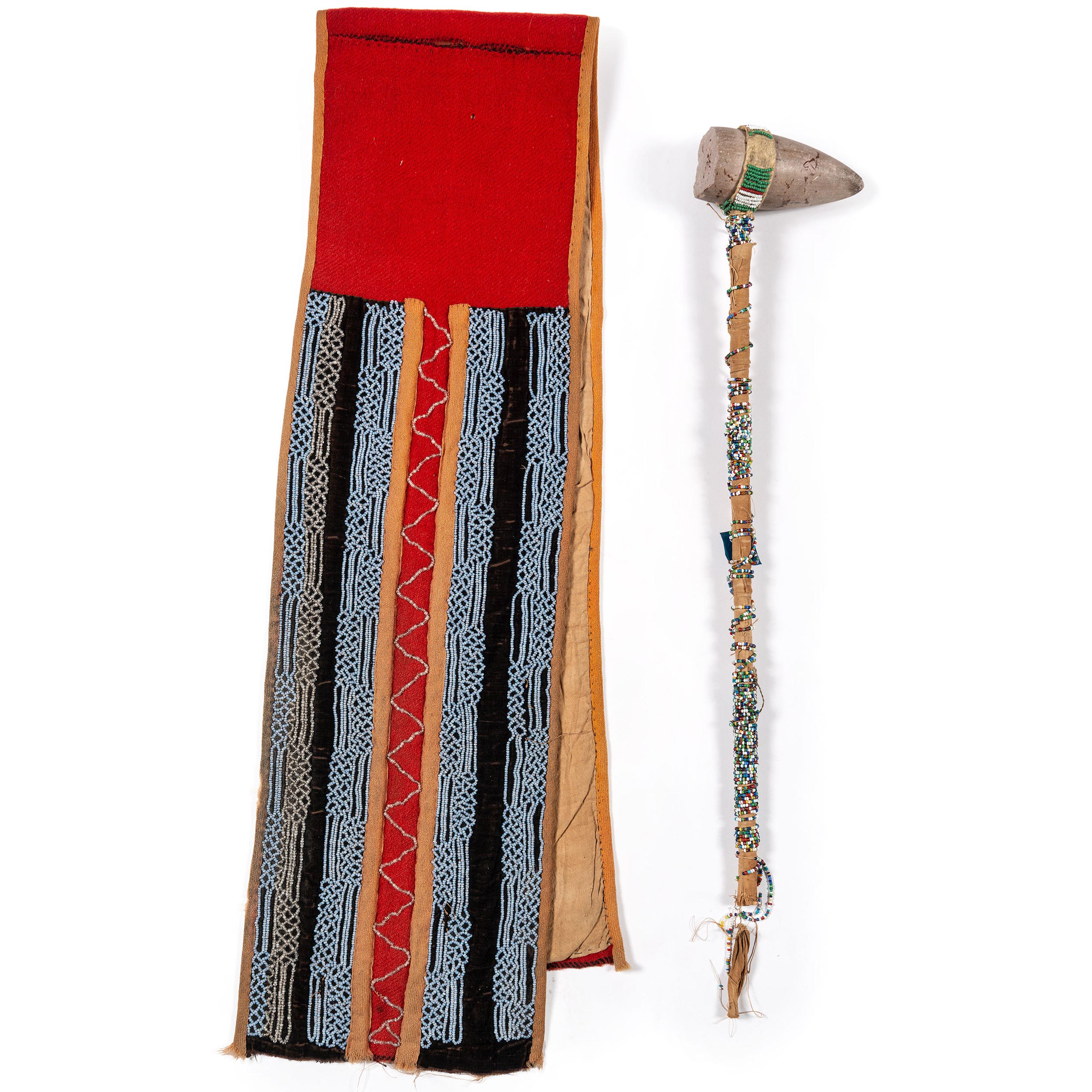 Plains Beaded Wool Strip, and Beaded Club