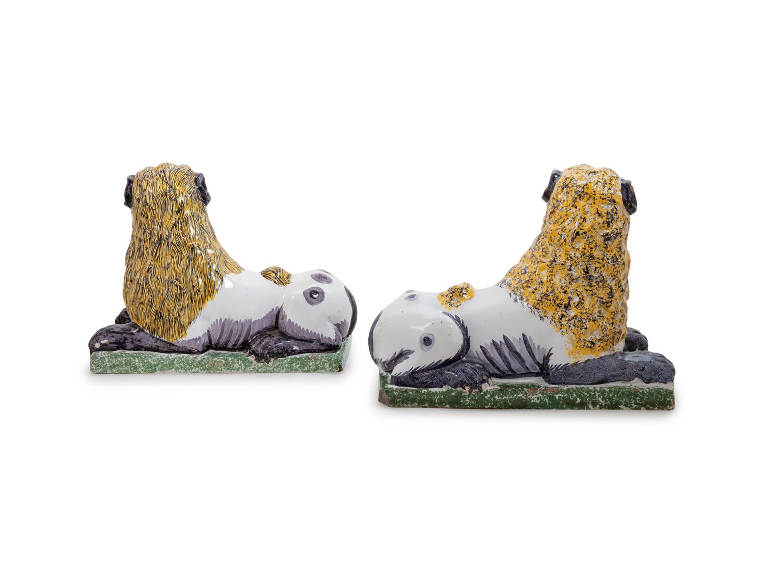 An Associated Pair of Luneville Faïence Lions
