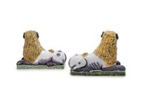 An Associated Pair of Luneville Faïence Lions