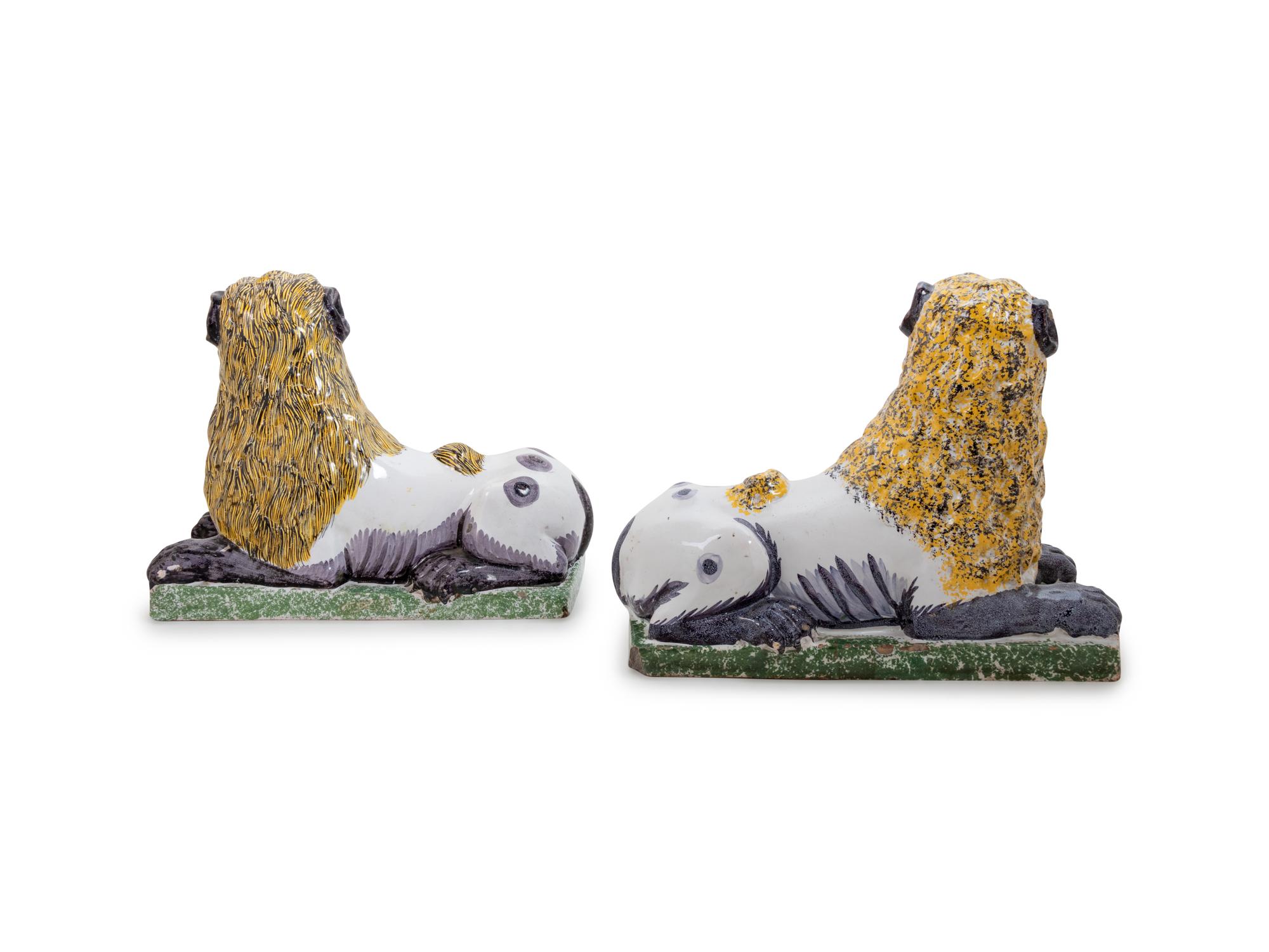 An Associated Pair of Luneville Faïence Lions