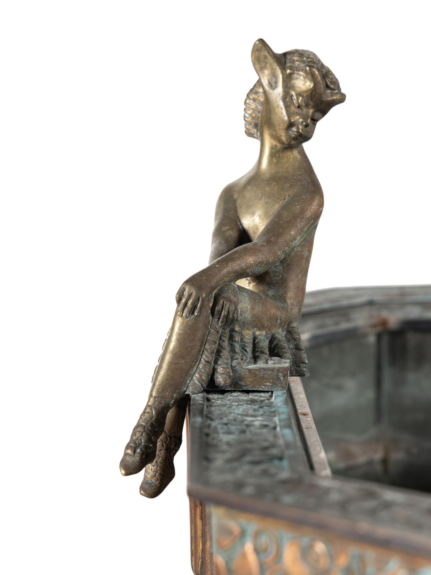 A French Art Deco Bronze-Mounted Marble Fountain and Pier Mirror