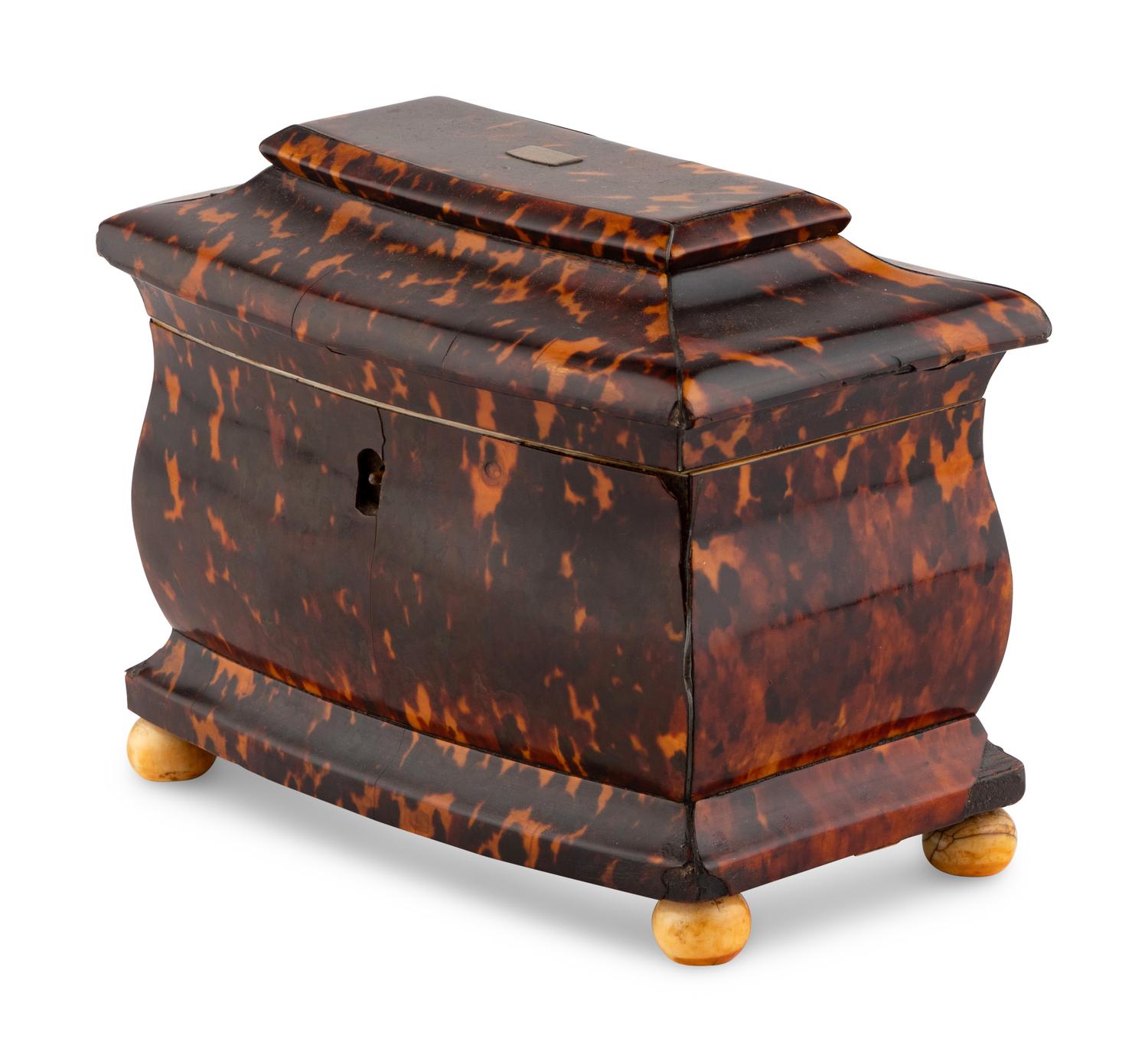 An English Tortoise Shell Tea Caddy