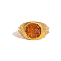 A Roman Gold and Citrine Finger Ring with Pysche and Eros