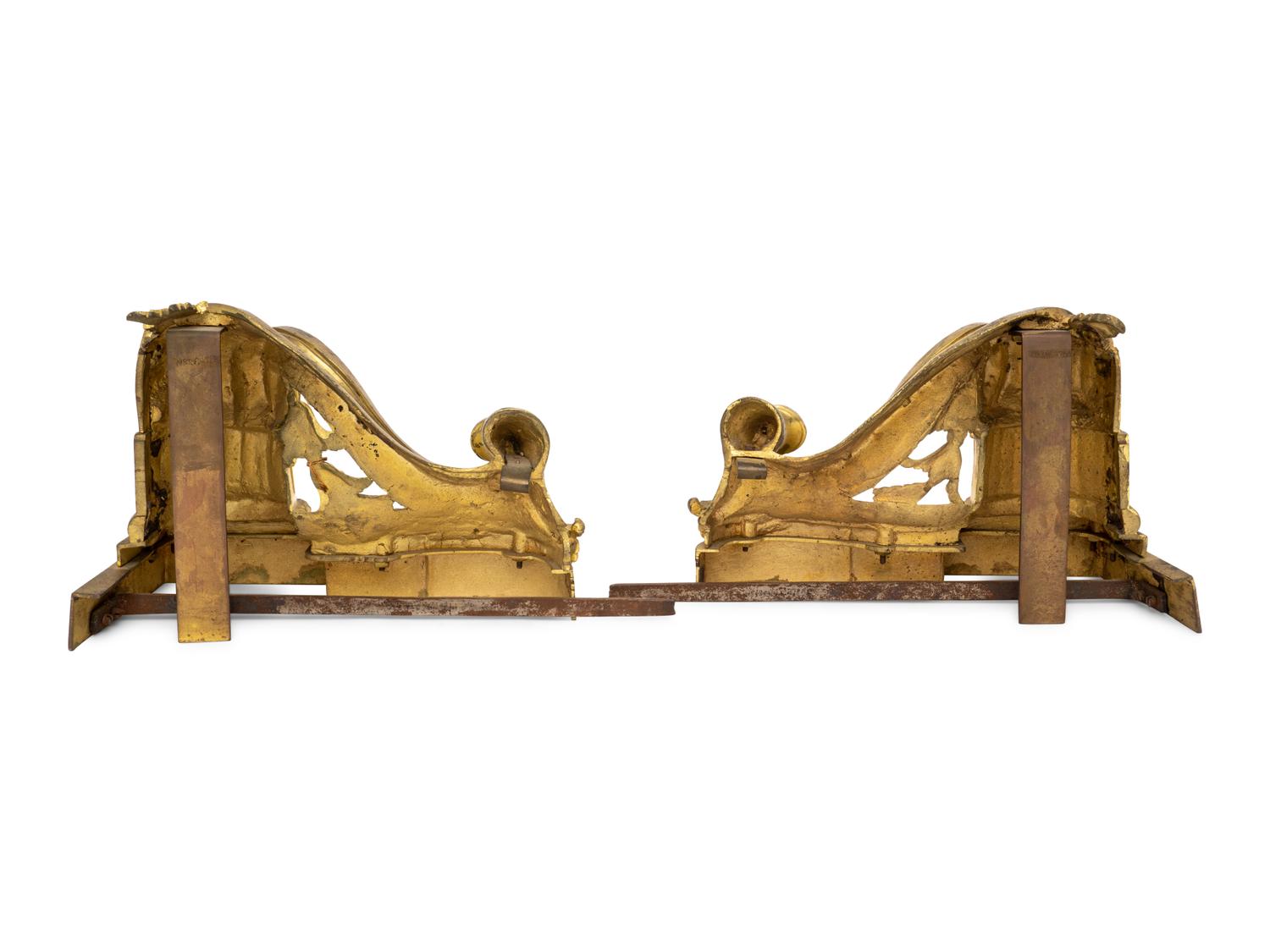 A Pair of French Gilt Bronze Chenets