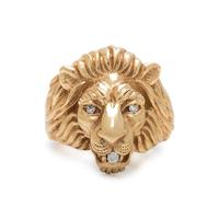 YELLOW GOLD AND DIAMOND LION RING