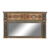 A Neoclassical Style Painted and Parcel Gilt Overmantel Mirror