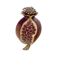 EVELYN CLOTHIER, DIAMOND, RUBY AND ENAMEL POMEGRANATE BROOCH