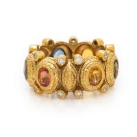 Multicolor Sapphire, Diamond, and Yellow Gold Ring