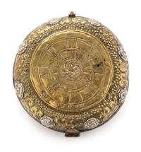 A Tibetan Silvered and Gilt Copper Covered Box