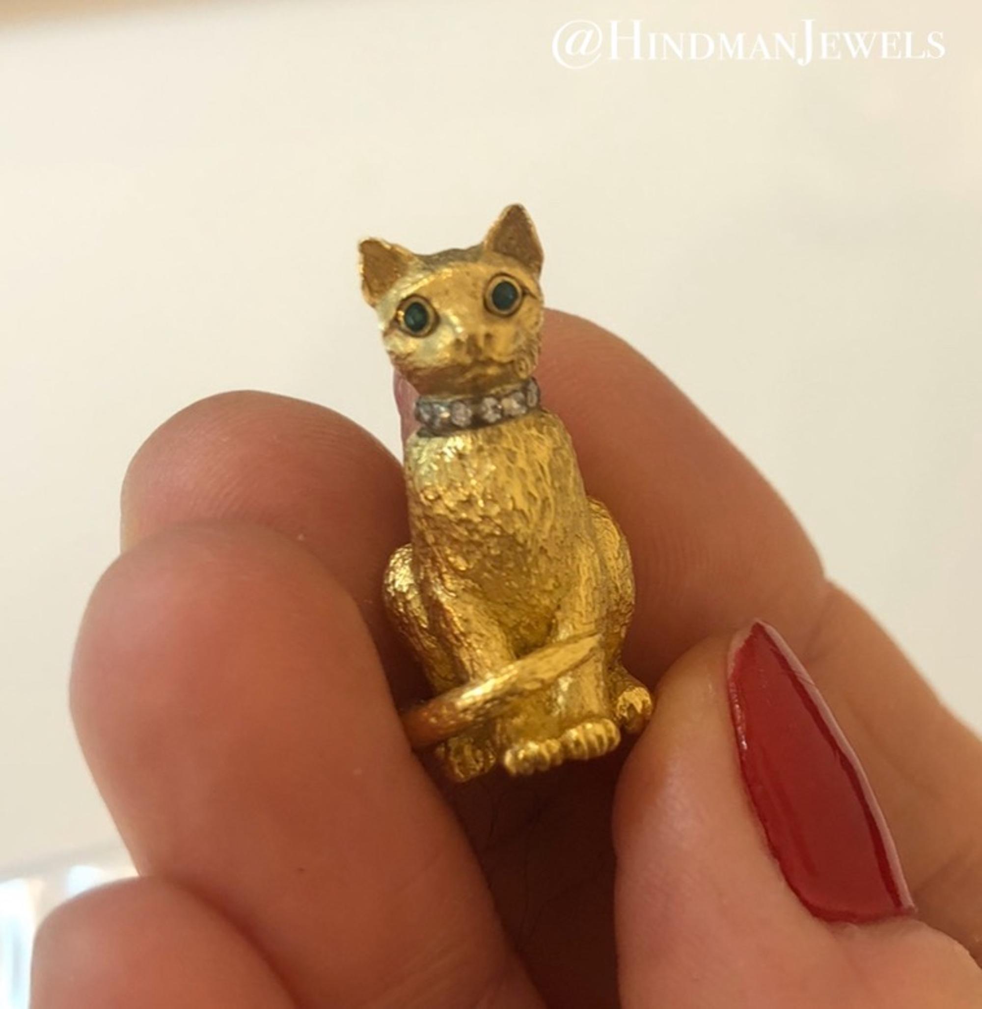 TIFFANY & CO., YELLOW GOLD AND DIAMOND CAT BROOCH